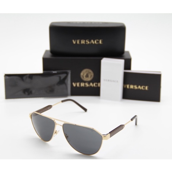 NEW VERSACE SUNGLASSES VERSACE VE2223 1002/87 AVIATOR EYEWEAR VERSACE VE 2223 - Picture 9 of 9